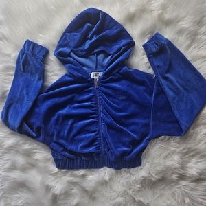 Juicy Couture Royal Blue Velour Crop Hoodie Jacket XS worn once